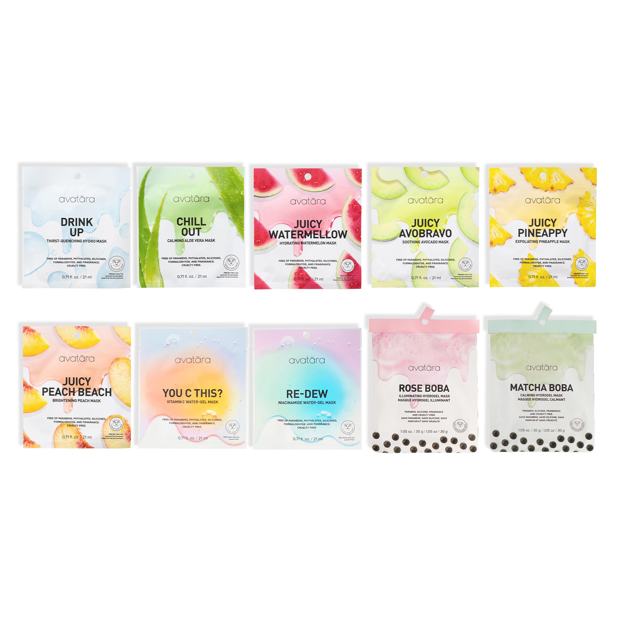 Amazon.com : Avatara Sheet Mask Set, Facial Mask Variety Set of 10