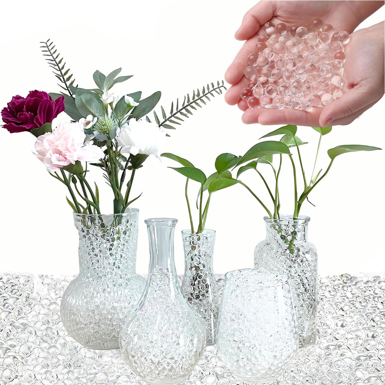 Water Beads 120,000pcs, Clear Water Gel Jelly Beads for Vases Filler,Floting Candles,Wedding Centerpiece,Christmas Decoration,Floral Arrangement,Home Decoration (120,000 pcs)