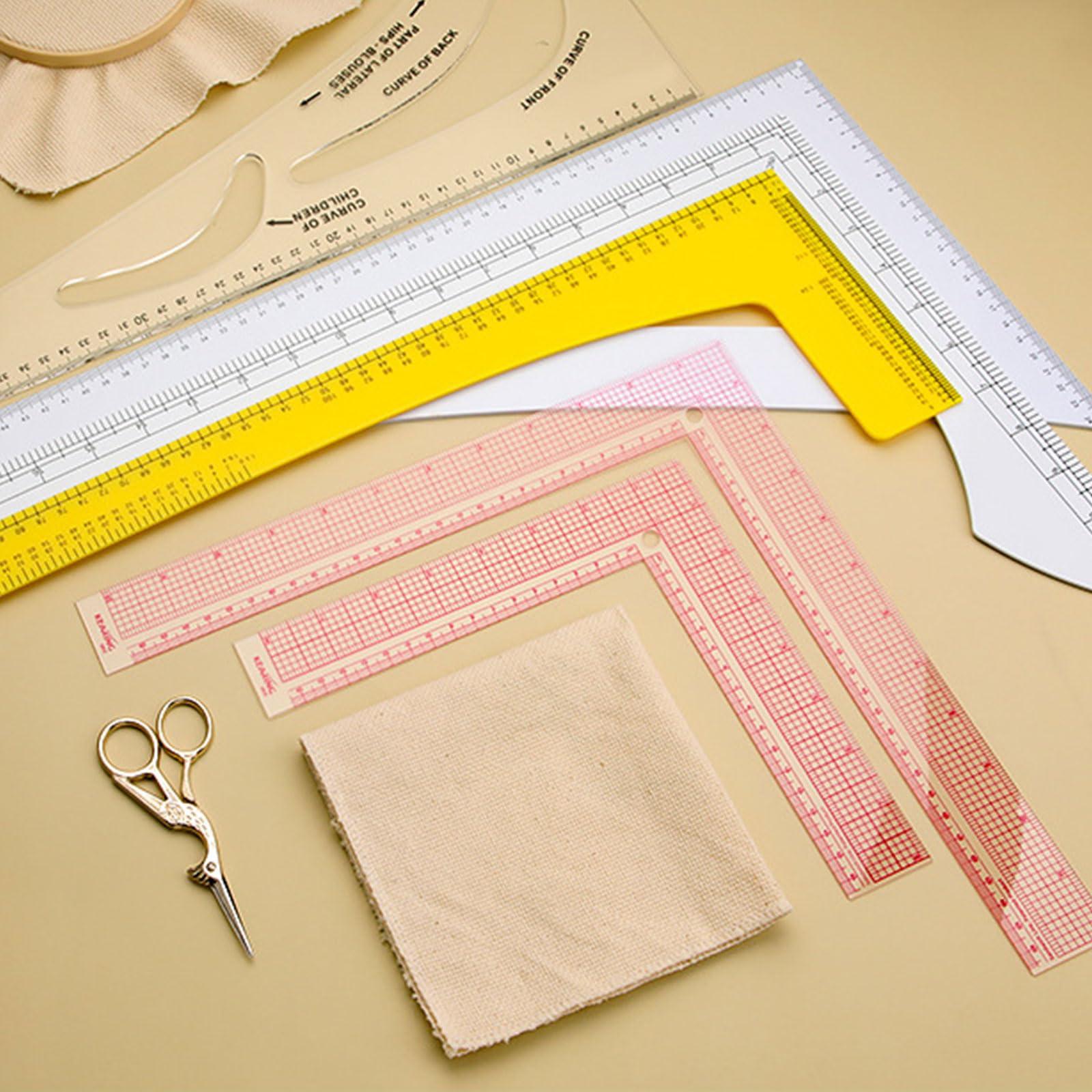 Regla multifuncional de patchwork con escala transparente para coser y hacer manualidades