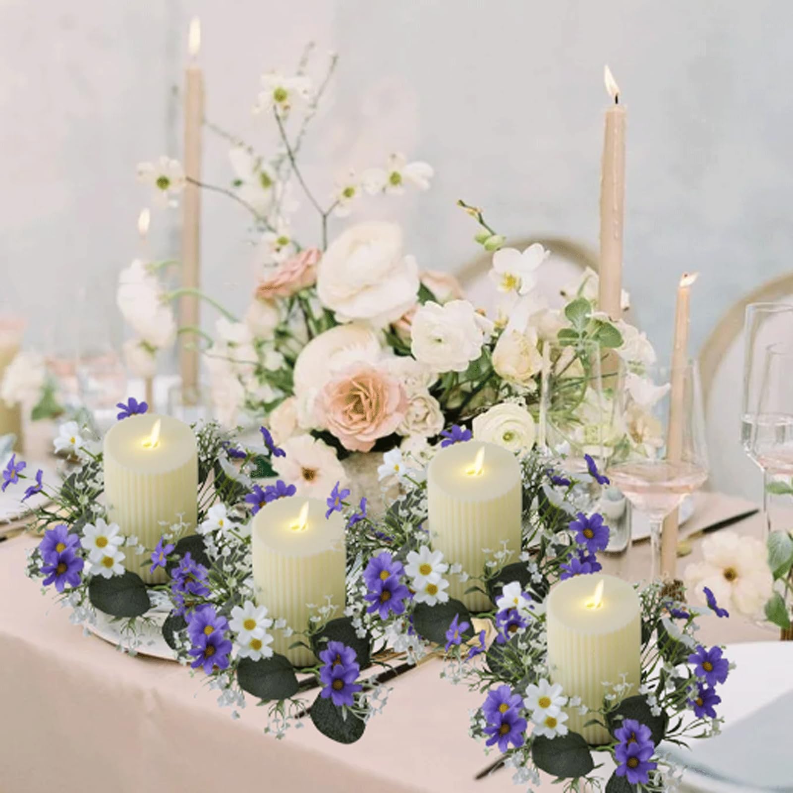 XxxiaoMuiii 4 Anillos Florales De 8 Pulgadas Para Velas – Anillo De Vela  Artificial Con Rosas De, image size:1600x1600