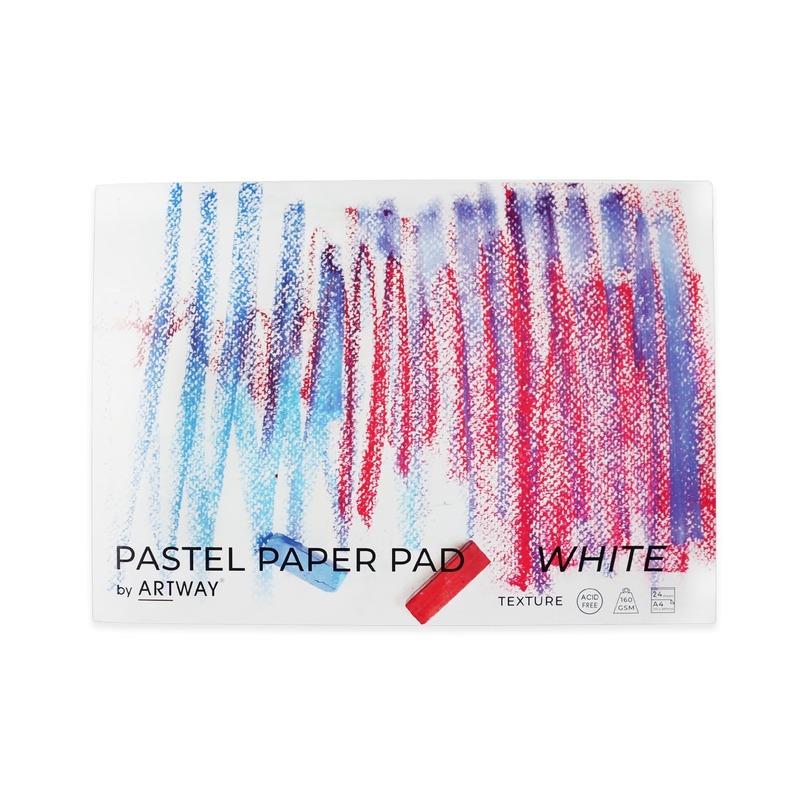 Artway White A4 Pastel Paper Pad - Ideal For Soft Pastels, Oil Pastels, Pastel Pencils, Graphite And Charcoal - 48 Sides/24 Sheets Of 160Gsm Pastel Paper