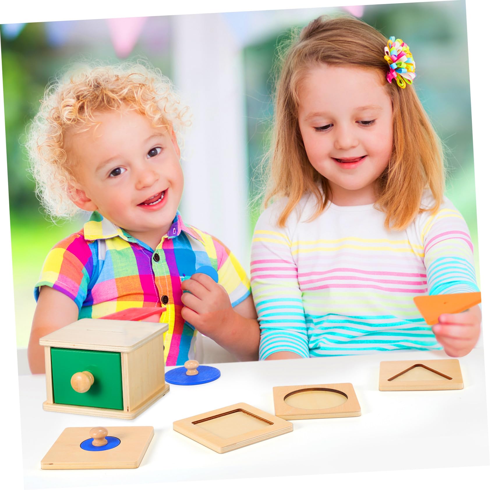 Uonlytech 2juego Caja De Monedas con Panel Geométrico para Juguetes De Madera Rompecabezas Educativos para Pequeños y Bebés para Desarrollo Temprano