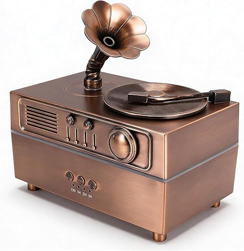 Zunate Humidificador de aromaterapia retro, estilo gramófono, difusor de aceite vintage, máquina de niebla fría para relajación del hogar y