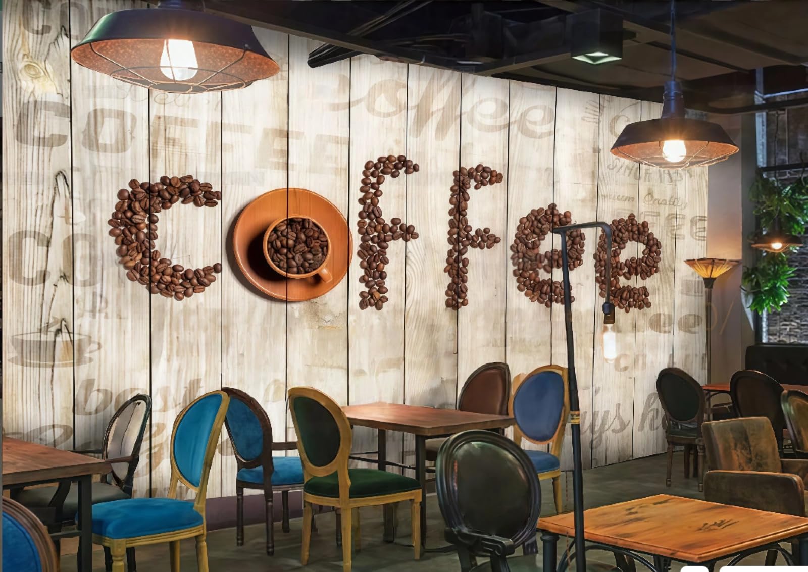 rskjdghshd Wallpaper Retro Wooden Board Creative English Letter Label Coffee Dessert Shop Western Restaurant Background Wall Mural Afternoon Tea Coffee Shop Wallpaper,3D,350x245cm