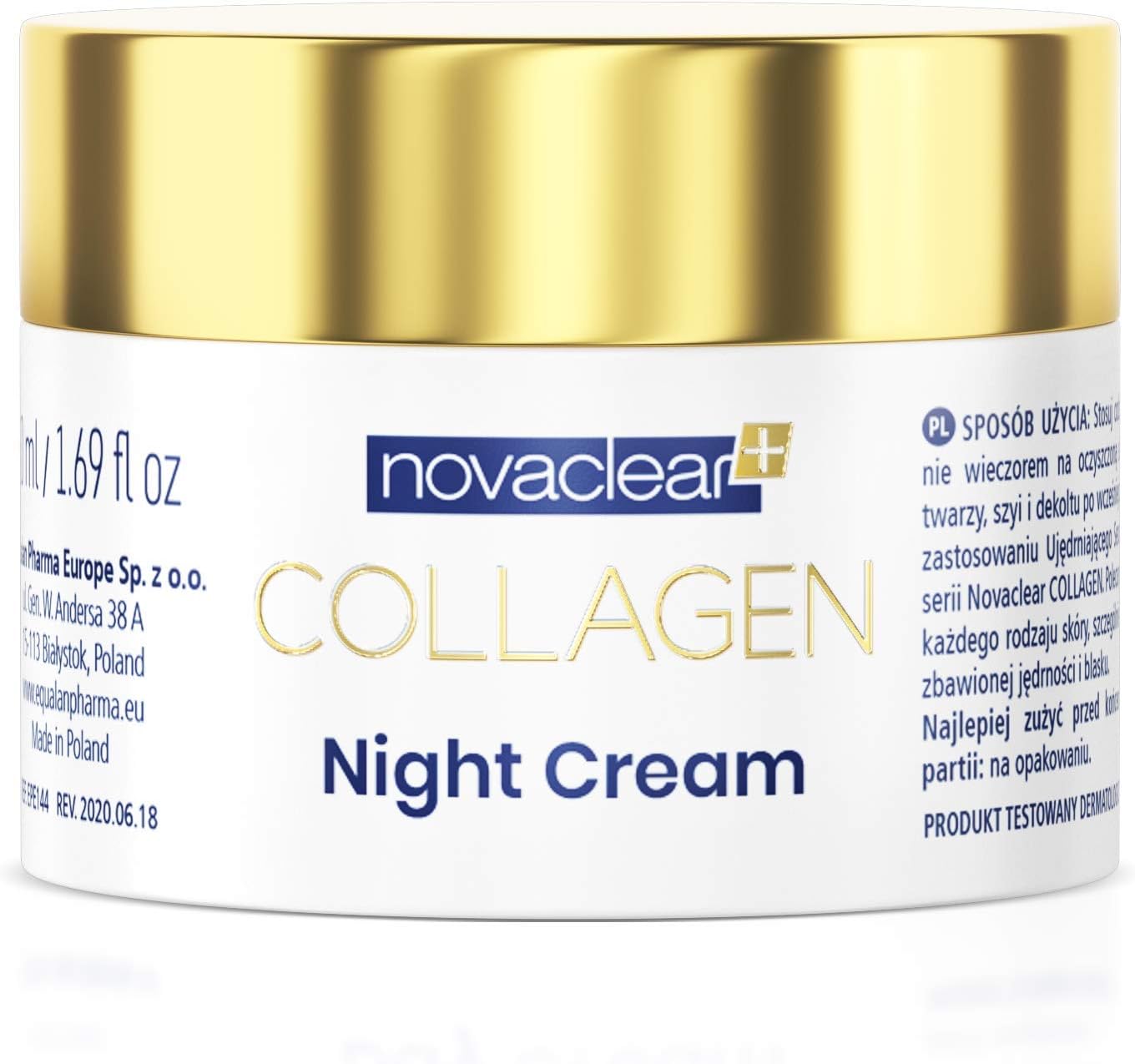 Collagen Night Cream – Anti-Aging Night Moisturizer with Marine Collagen, Gold, Retinol, Shea Butter & Macadamia Oil – Improves Firmness, Smoothness & Radiance – For All Skin Types – 50 ML