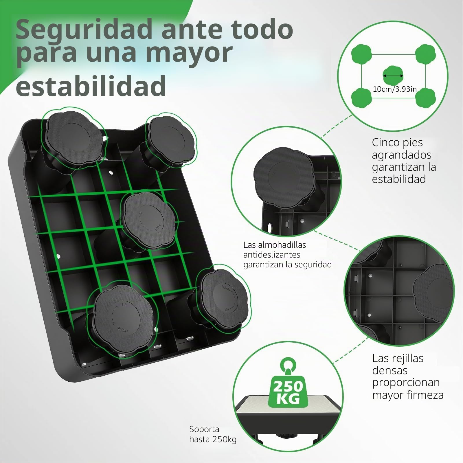Taburete Escalera Antideslizante 3 Alturas Regulables 9,4-15cm, Escalón con Superficie Luminiscente, Taburete Escalón con Revestimiento Antideslizante para Mayores, Ducha, Coche, Interior/Exterior