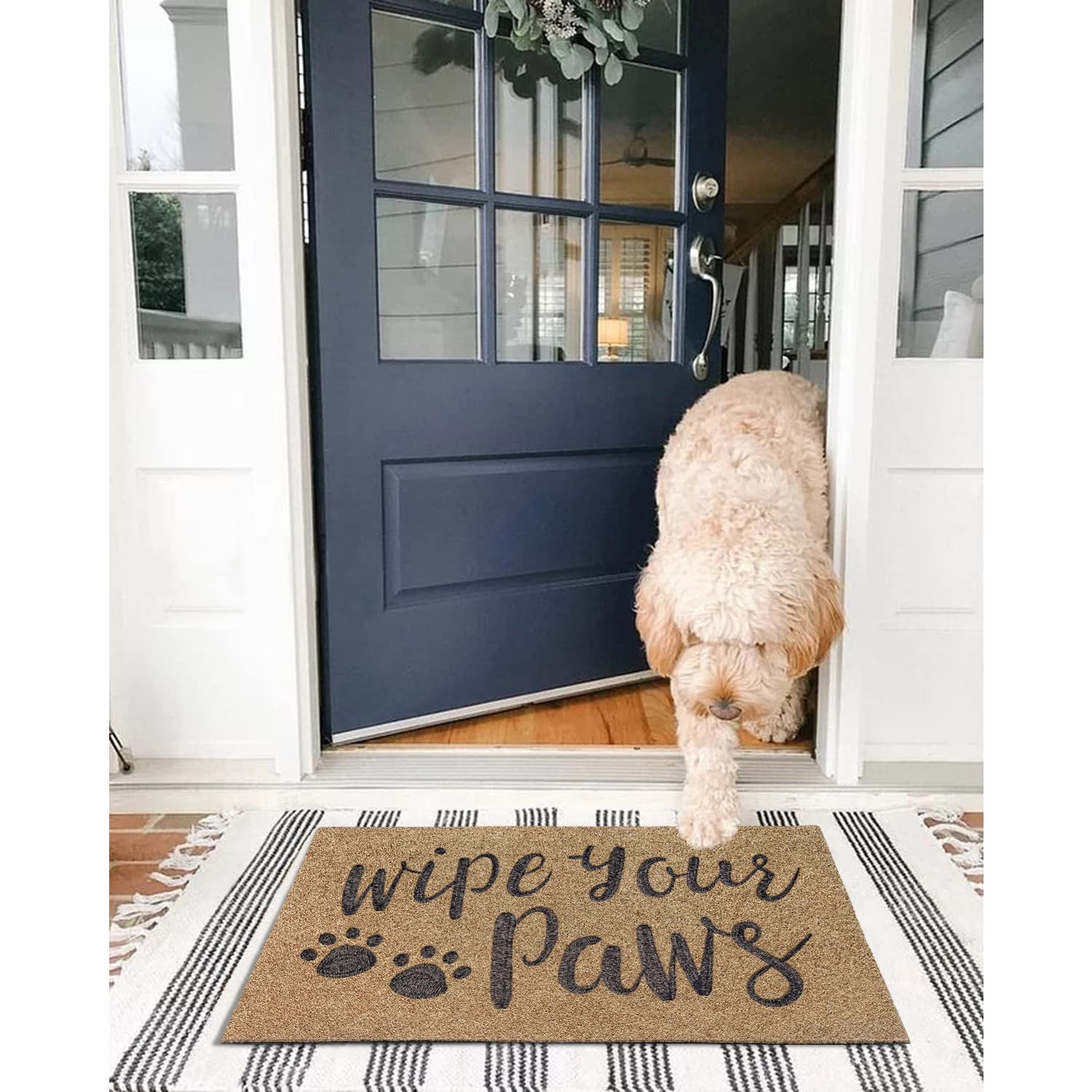 AAZZKANG Dog Door Mats for Home Entrance Outdoor Indoor Wipe Your Paws Mat Large 36"x24" Easy to Clean Front Door Mat with Non Slip Rubber Backing Brown