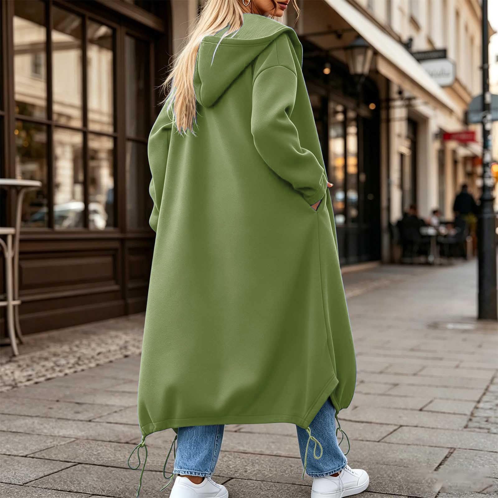 Felpa con cappuccio con zip da donna UK Longline Full Zip Up Maxi cappotti