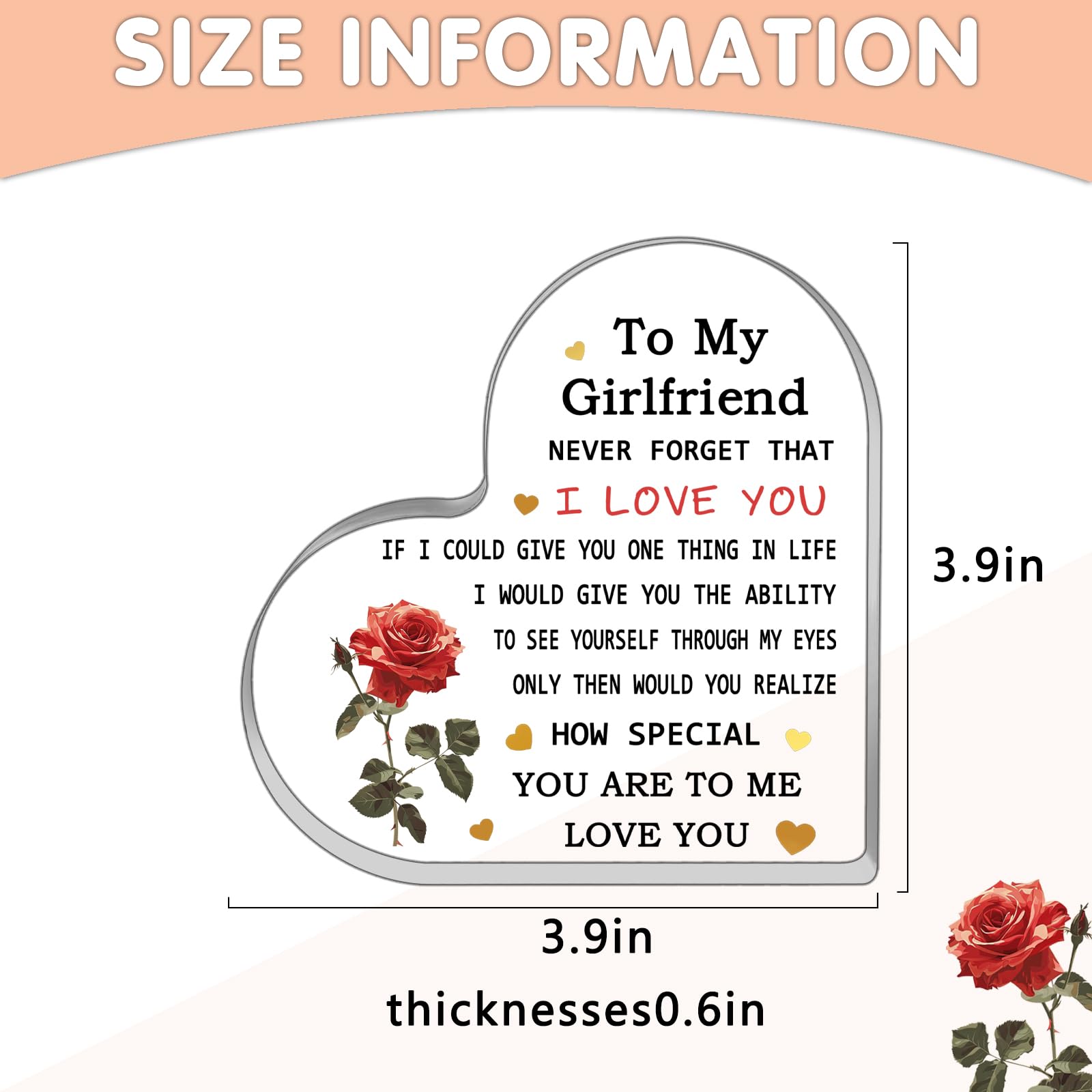 Gf Gifts I Love You Gifts for Girlfriend Romantic Gift for Her Gf Valentines Christmas Birthday Gift for Her Desk Decor Acrylic Plaque
