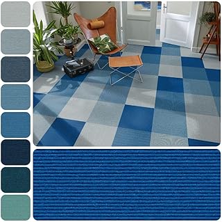 Tretford Interland Teppich Teppichfliesen 50x50 cm selbstliegend, Farbwelt blau, Variante: 516 Kornblume, Muster