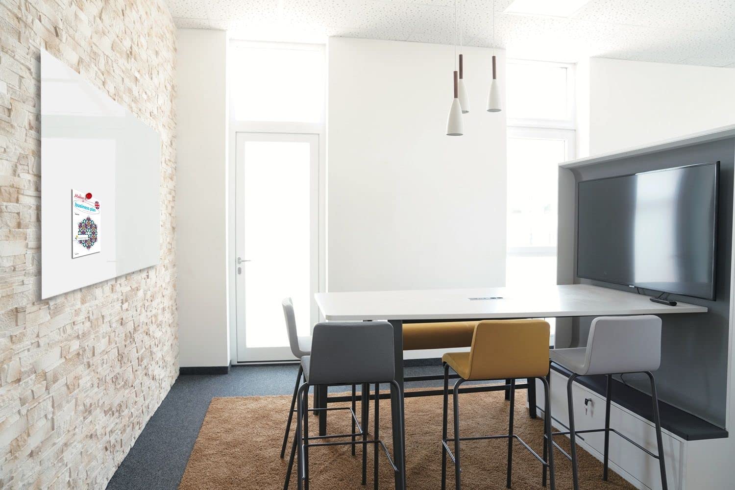 IVOL Designerska szklana tablica premium – magnetyczna tablica szklana z ukrytym montażem – tablica magnetyczna (90 x 120 cm, biała)