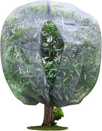 Cubierta para plantas de jardín, bolsas de red de protección para plantas con cremallera, cubierta de red para árboles frutales, bolsas de malla
