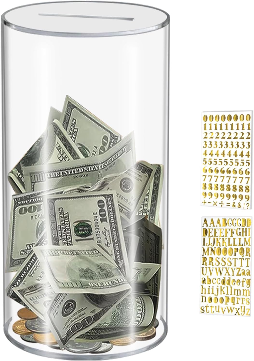 Clear Acrylic Piggy Bank –Must Break to Open Money Saving Box for Adults & Kids, Unopenable Cash Jar for Financial Goals, Large/Medium/Small Sizes, Birthday Gift & Home Decor (Large)