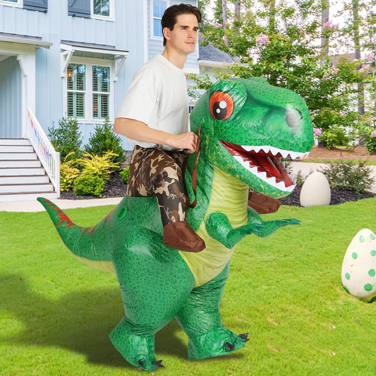 COMIN Inflatable Dinosaur Costume Adult Riding T Rex Funny Dress Halloween Costume for Men Women - Image 3