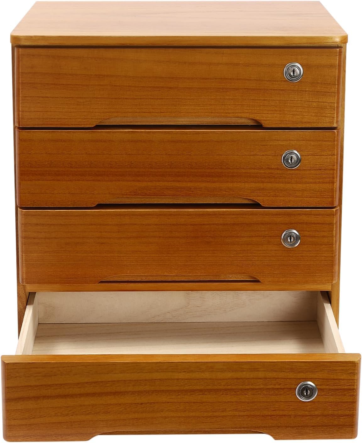 Organizer da Scrivania in Legno A 4 Ripiani con Serratura per Articoli da Ufficio, Gioielli E Accessori - Elegante Mobiletto Portaoggetti da Scrivania per Casa E Ufficio