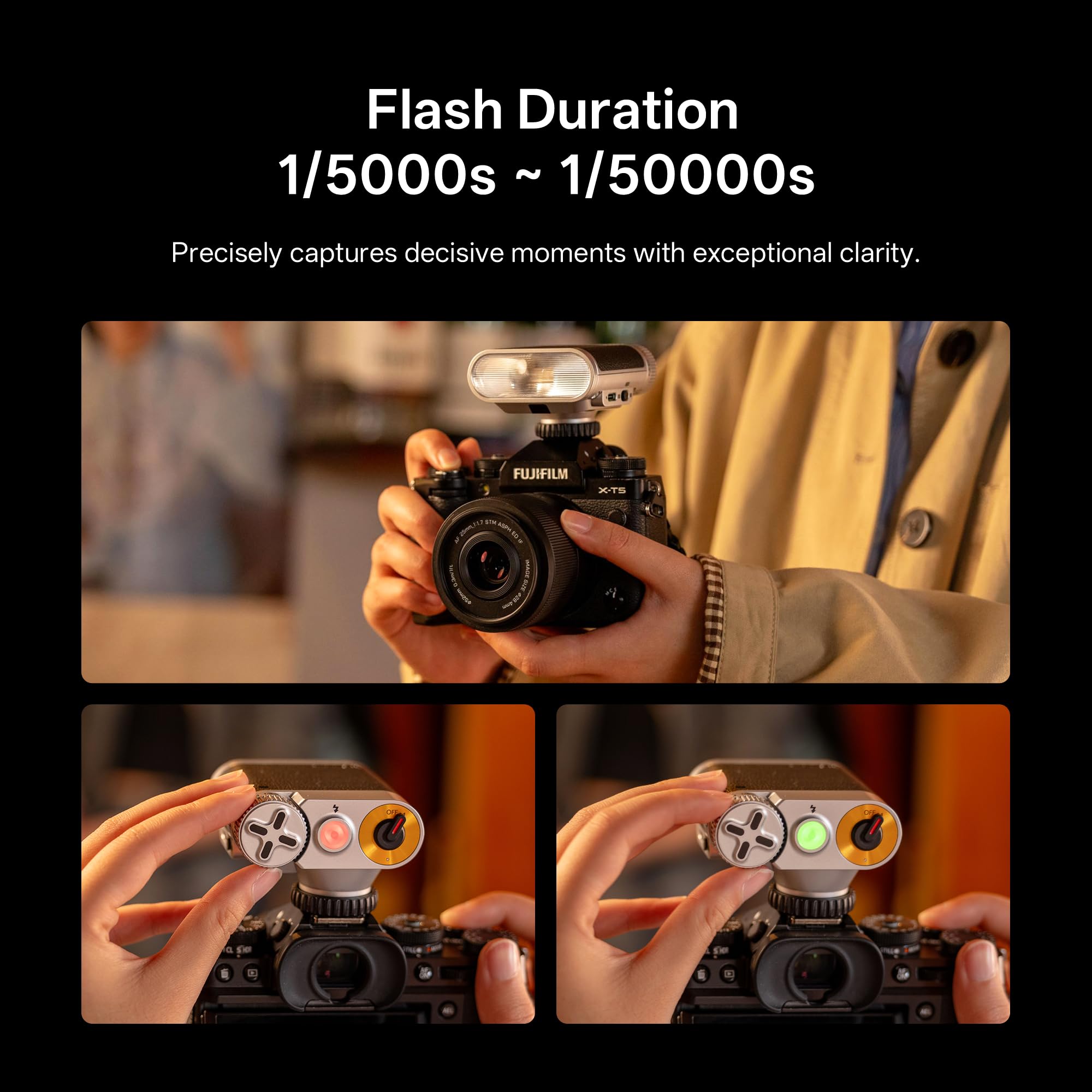 VILTROX Z1+ - Mini flash Speedlite, GN12 6500K, luce flash flash flash con 7 livelli, controllo ottico S1/S2, softbox rimovibile, compatibile con fotocamere Canon Fuji Nikon Panasonic Olympus