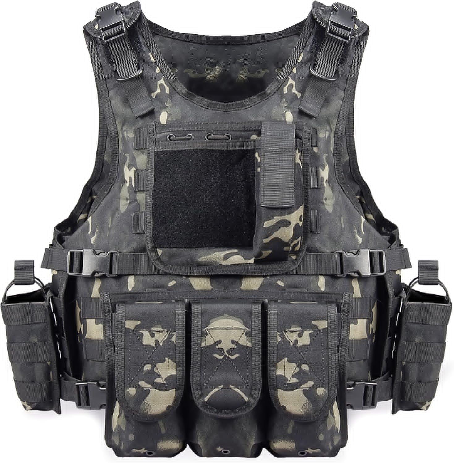 BOMTURN Tactical Airsoft Vest Upgrade Adjustable Modular Paintball Vest Outdoor Fit Adult