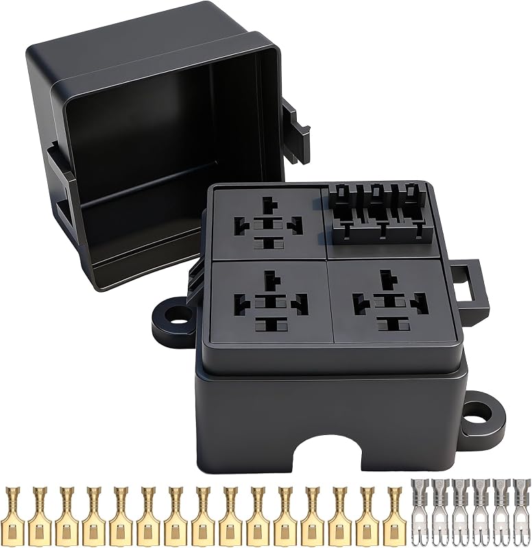 Caixa de fusíveis e relés Weasch 12 V com 3 vias, 3 relés e fusíveis ATC/ATO – Modelo FB-03T