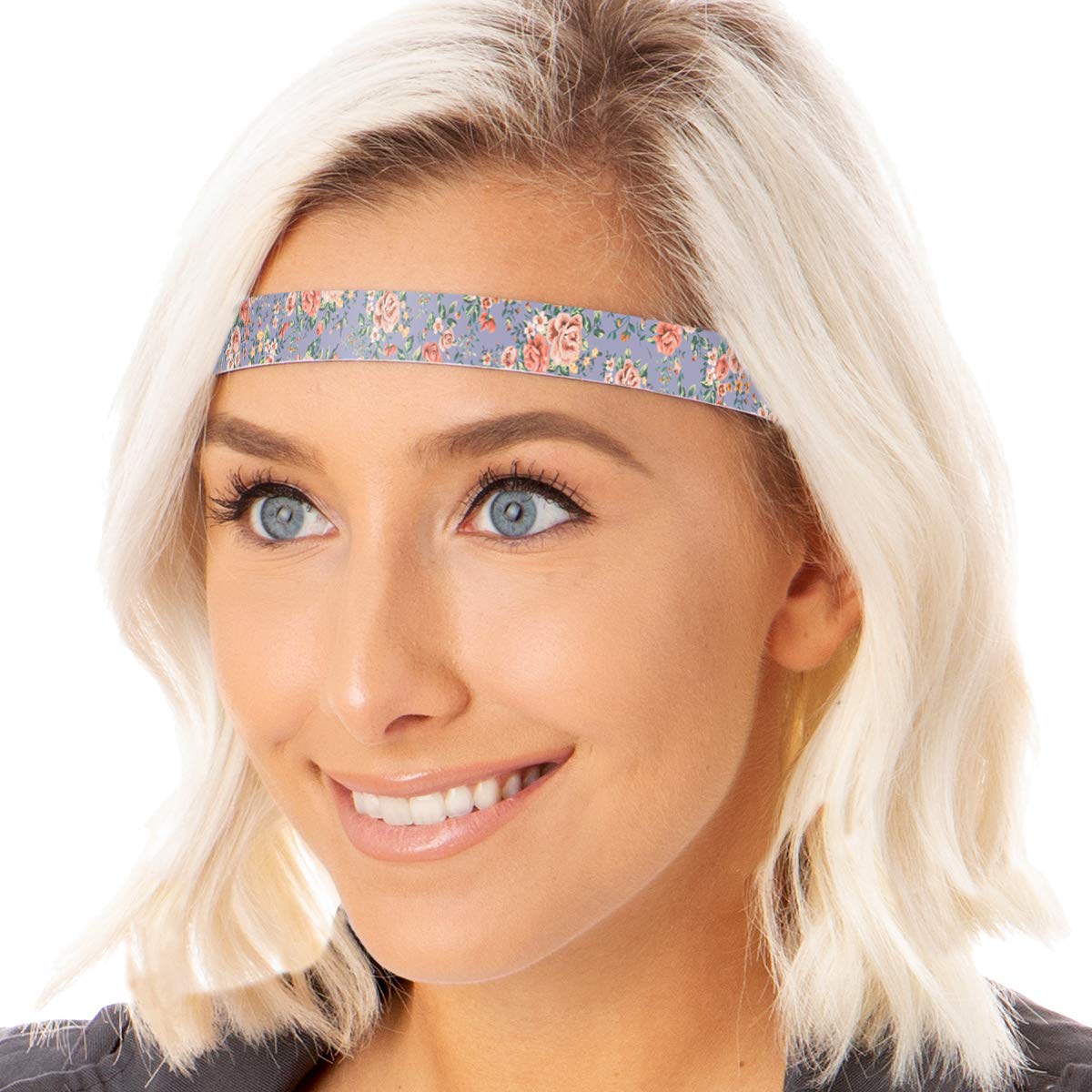 Hipsy Women's Adjustable NO SLIP Skinny Country Flower Headbands (Skinny Blue/White/Purple 3pk)