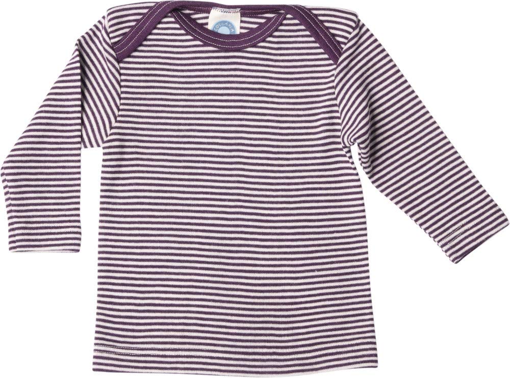 Cosilana Plum Curled Baby Shirt/Undershirt, 70% Organic Wool, 30% Silk (Striped Plum-Natural, 2-3 Years (Height 39-41) (98/104))