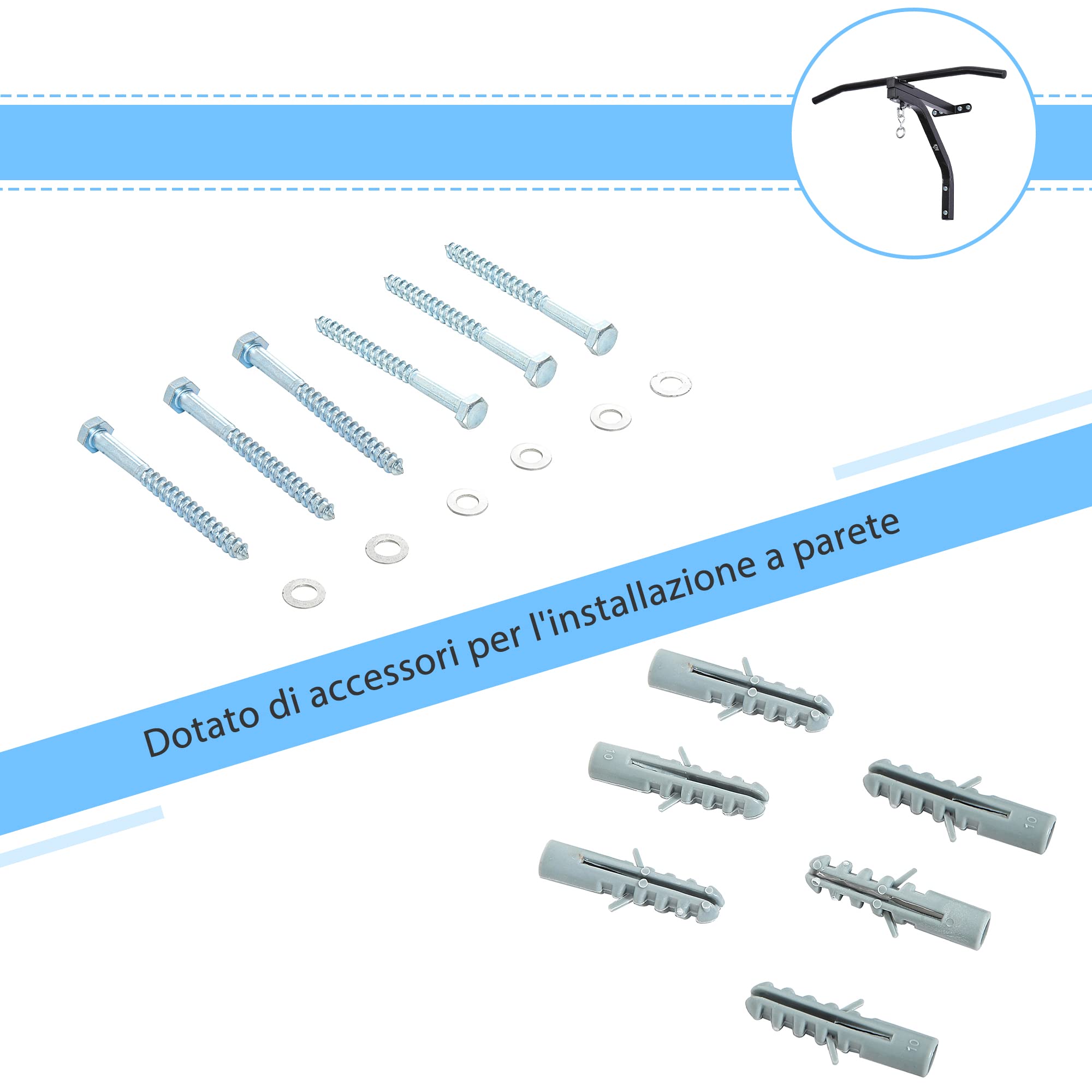 HOMCOM Staffa Supporto per Sacco da Boxe con Barra per Trazioni, Attrezzo da Palestra per Allenamento a Casa Portata 130kg, 93x47x51cm, Nero