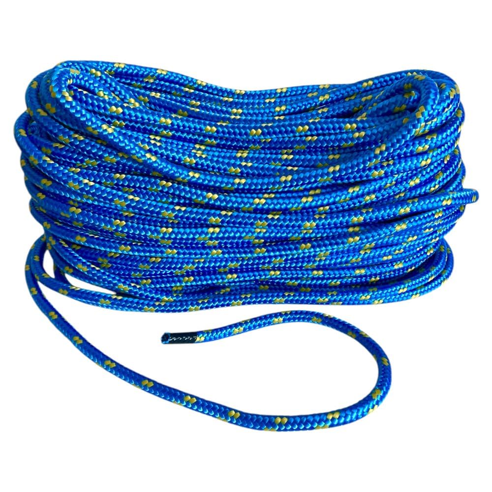 5 cuerdas de polipropileno de 10 mm x 50 m, cuerda trenzada de polipropileno azul, cuerda impermeable con núcleo, resistente a los rayos UV, cuerda de polipropileno para construcción, tráfico