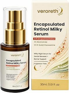 Retinol Skin Booster Serum 0.1% Encapsulated Retinol Serum for Face | Milky Night Care for Fine Lines, Texture and Pores with 4% Niacinamide, 2% NAG and Ceramides Fragrance-free