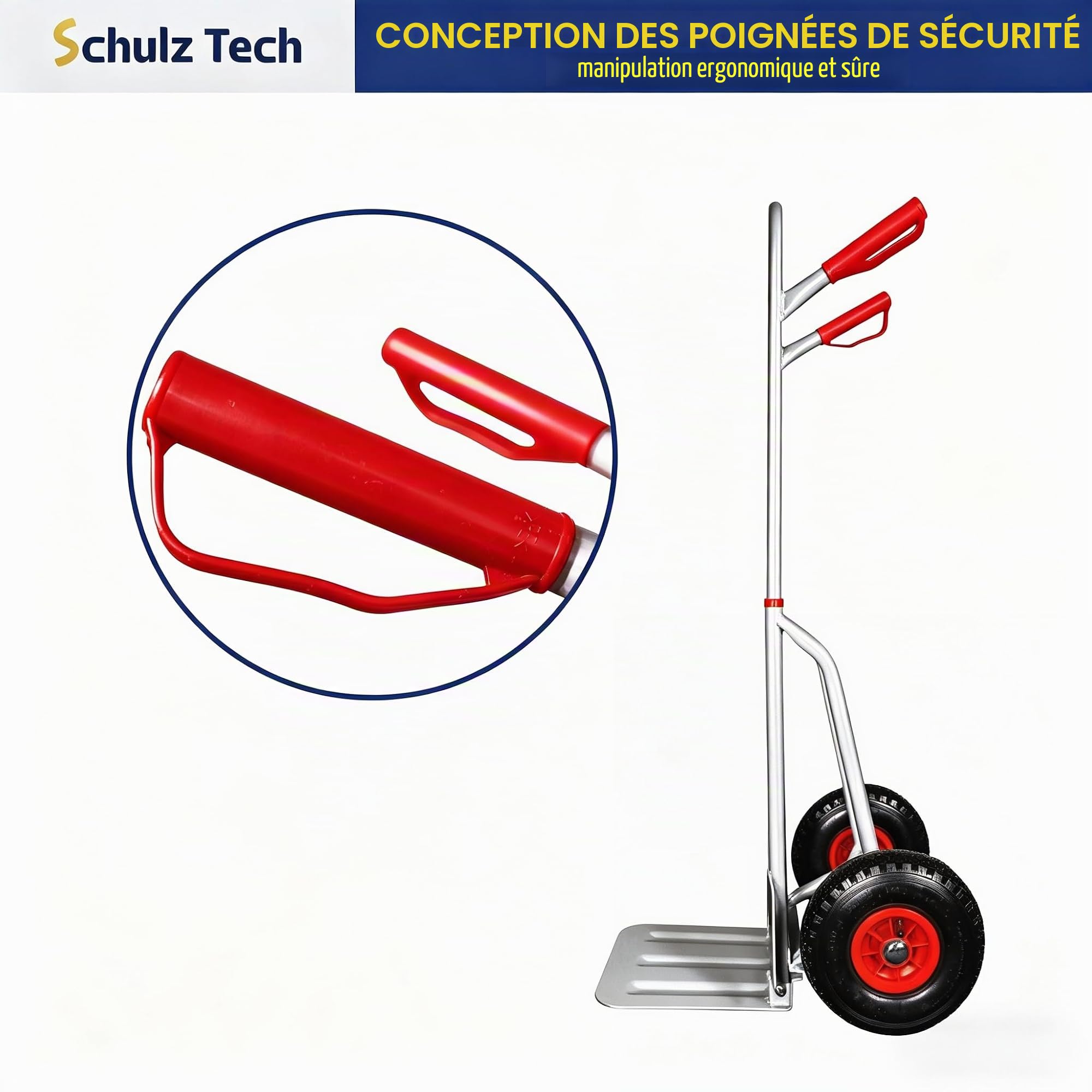 Diable pliable - Charge maximale : 200 kg - En acier de qualité supérieure - Ergonomique - Pour stockage, déménagement et caisses à boissons - Pelle XL - Poignées de sécurité - Pneus