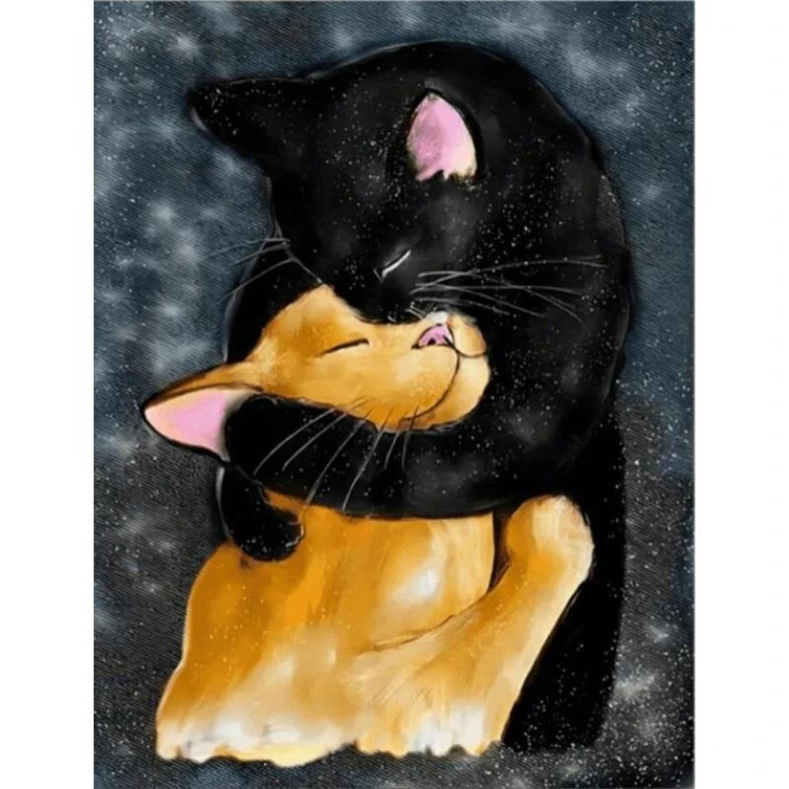 Yocheng Cat And Cat Hugging Poster Prints Abstract Animal Art Canvas Painting Wall Art Picture For Living Room Home Decor 21x30cm No Frame