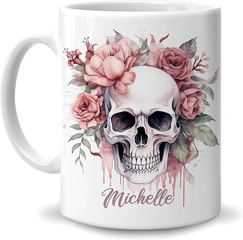 Miniatura 6 de Hyturtle Taza personalizada de calavera para los amantes de las calaveras en cumpleaños, Navidad, Halloween, regalos góticos góticos para niñas y