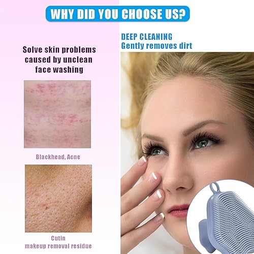 Miniatura 8 de Mini cepillo exfoliante facial de silicona, almohadilla de limpieza facial manual, limpiador facial suave para exfoliar y masajear poros para todo