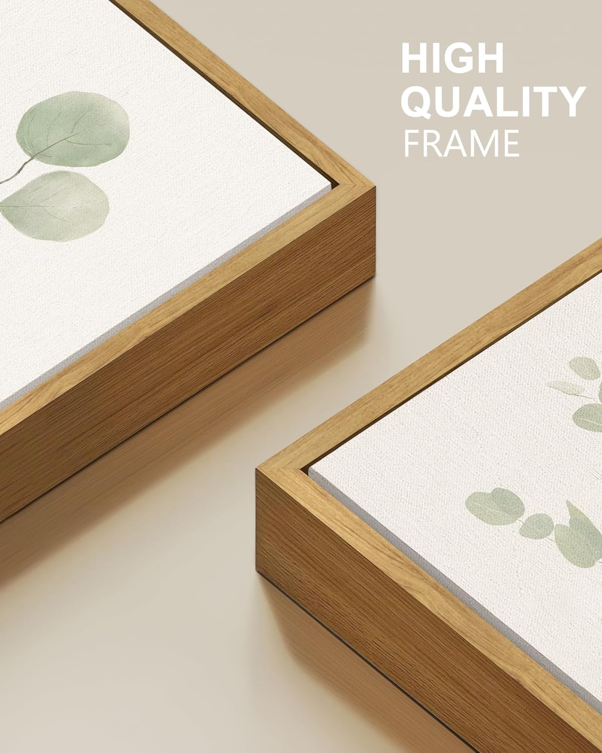 Drsoum Botanical Plant Framed Wall Art Boho Wall Decor for Bathroom Sage Green Eucalyptus Leaf Prints Minimalist Aesthetic Ready to Hang Set of 4, 11x14 in (Natural Framed)