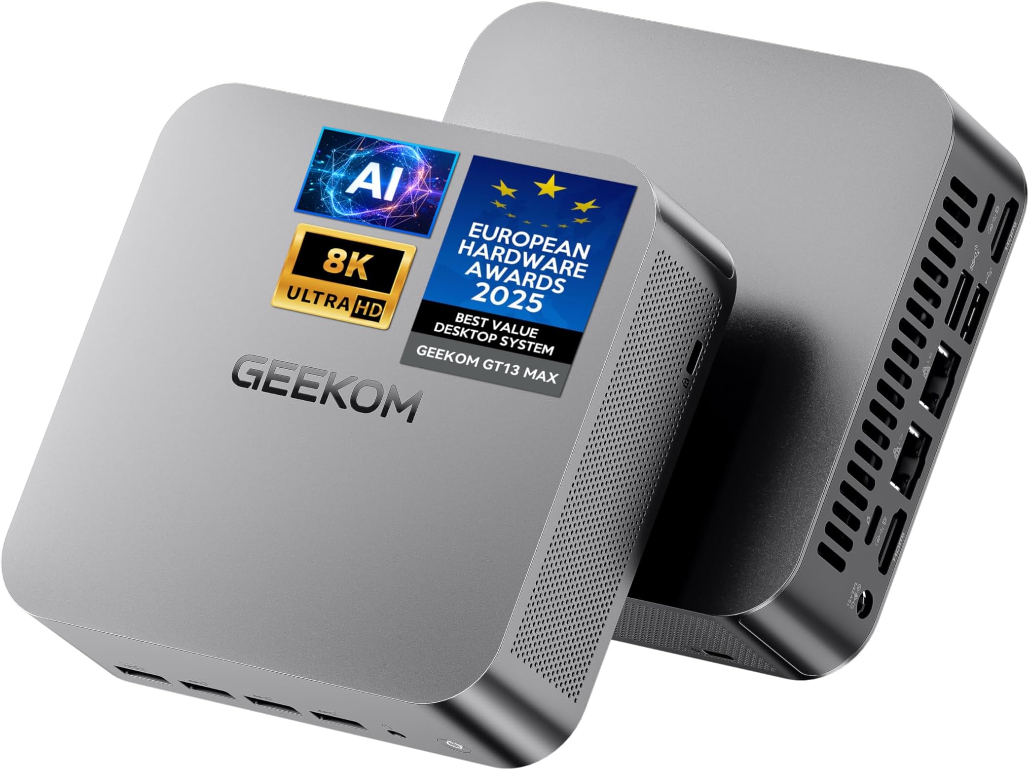 GEEKOM GT13 MAX Powerful AI Mini PC, with Intel 14th Core Ultra 9 185H | 16GB DDR5 1TB NVMe SSD | Intel Arc Graphics | 2.5G LAN & WiFi 7 | 8K Video Editing | Windows 11 Pro | 3-Year Warranty | SD