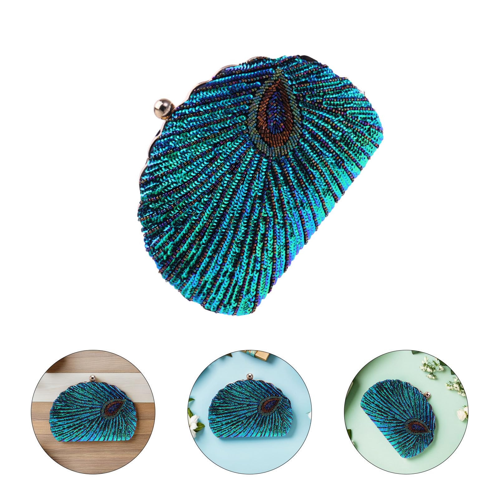 LIFKOME Bolso de Noche Lentejuelas para Mujer, Elegante Bolso de Mano de Poliéster Verde Adecuado para Fiesta y Banquete, Diseño Brillante y Llamativo
