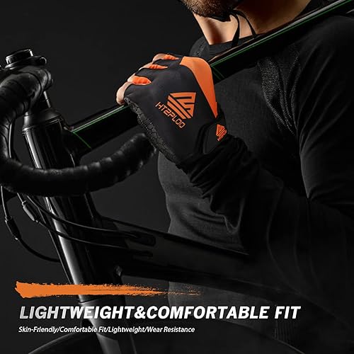 Miniatura 6 de Guantes de bicicleta para hombres y mujeres con almohadilla antideslizante que absorbe los golpes, guantes de ciclismo ligeros de medio dedo