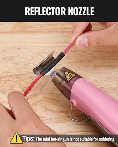 Miniatura 6 de WORKPRO Mini pistola de calor inalámbrica de 7.2 V, pistola de aire caliente de 680  con boquilla reflectora, 3 ajustes de temperatura, aire frío,