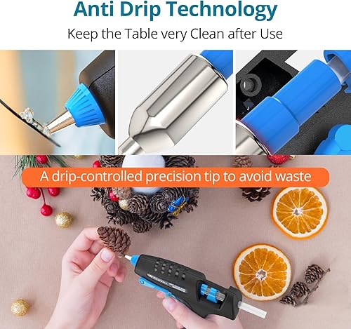 Miniatura 4 de Tilswall Pistola de pegamento caliente para manualidades, mini pistolas de fusión de 60 W con 3 barras de pegamento (4 x 0.27 pulgadas), pistola de