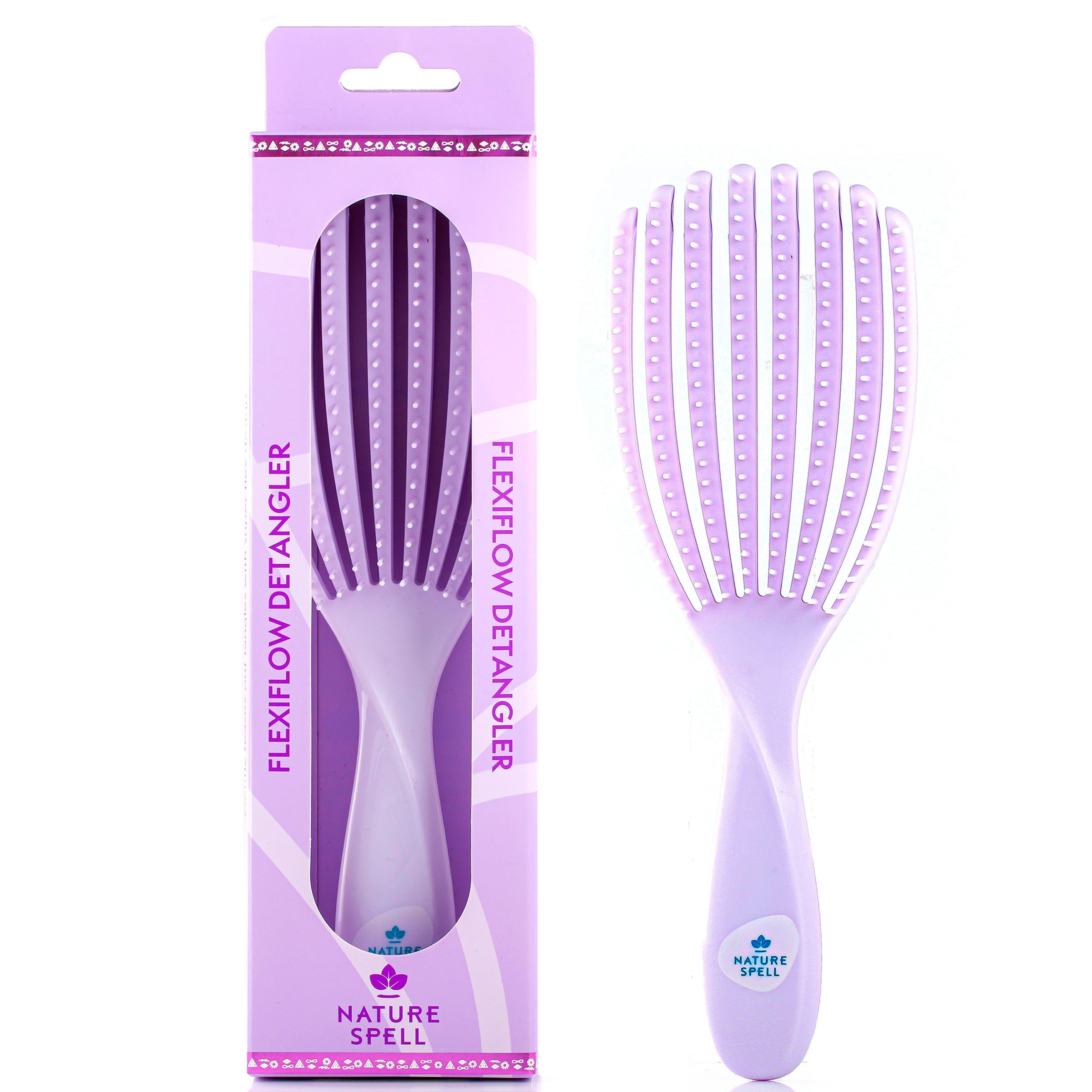 Nature SpellFlexiFlow Detangling Hair Brush, Flexible Strands for Gentle Brushing, Eliminates Knots & Reduces Breakage, Suitable for All Hair Types, Purple