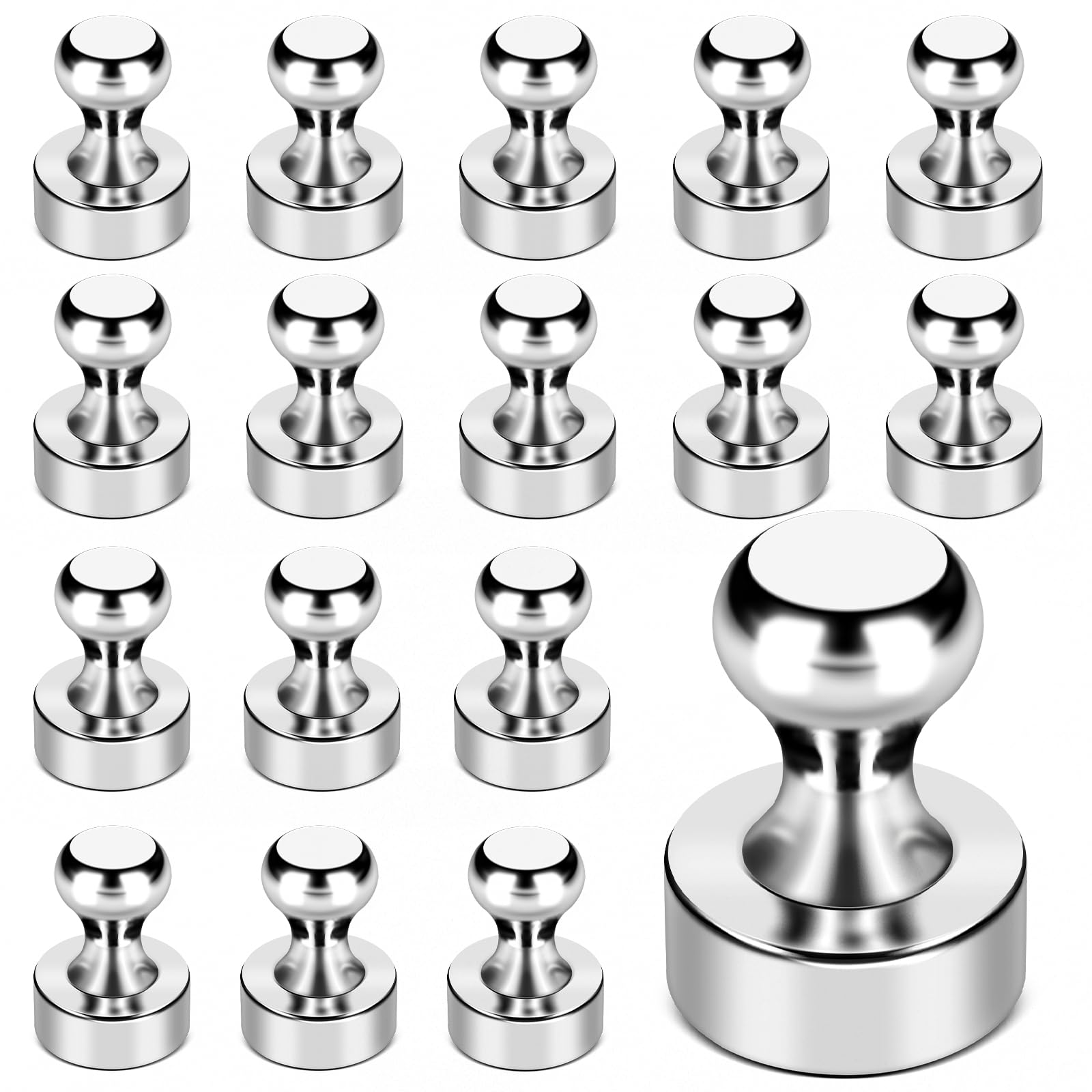 LOVIMAG Fridge Magnets, 18Pcs Refrigerator Magnets Strong Fridge Magnets for Whiteboard, Small Neodymium Magnets for Fridge, Metal Magnetic Push Pins for Kitchen, Office, School, Map Decorative