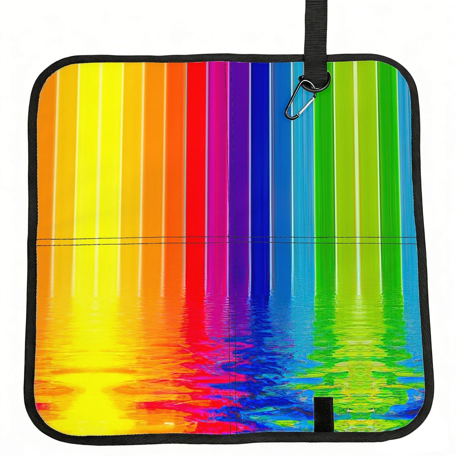 UVBDF Rainbow Striped Print Outdoor Sitting Cushion Folding Seat Pad Compact Portable Picnic Bench Cushion Mat