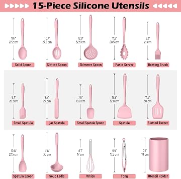 Homikit 15-Piece Kitchen Utensil Set, Silicone Cooking Utensils Spatula Set