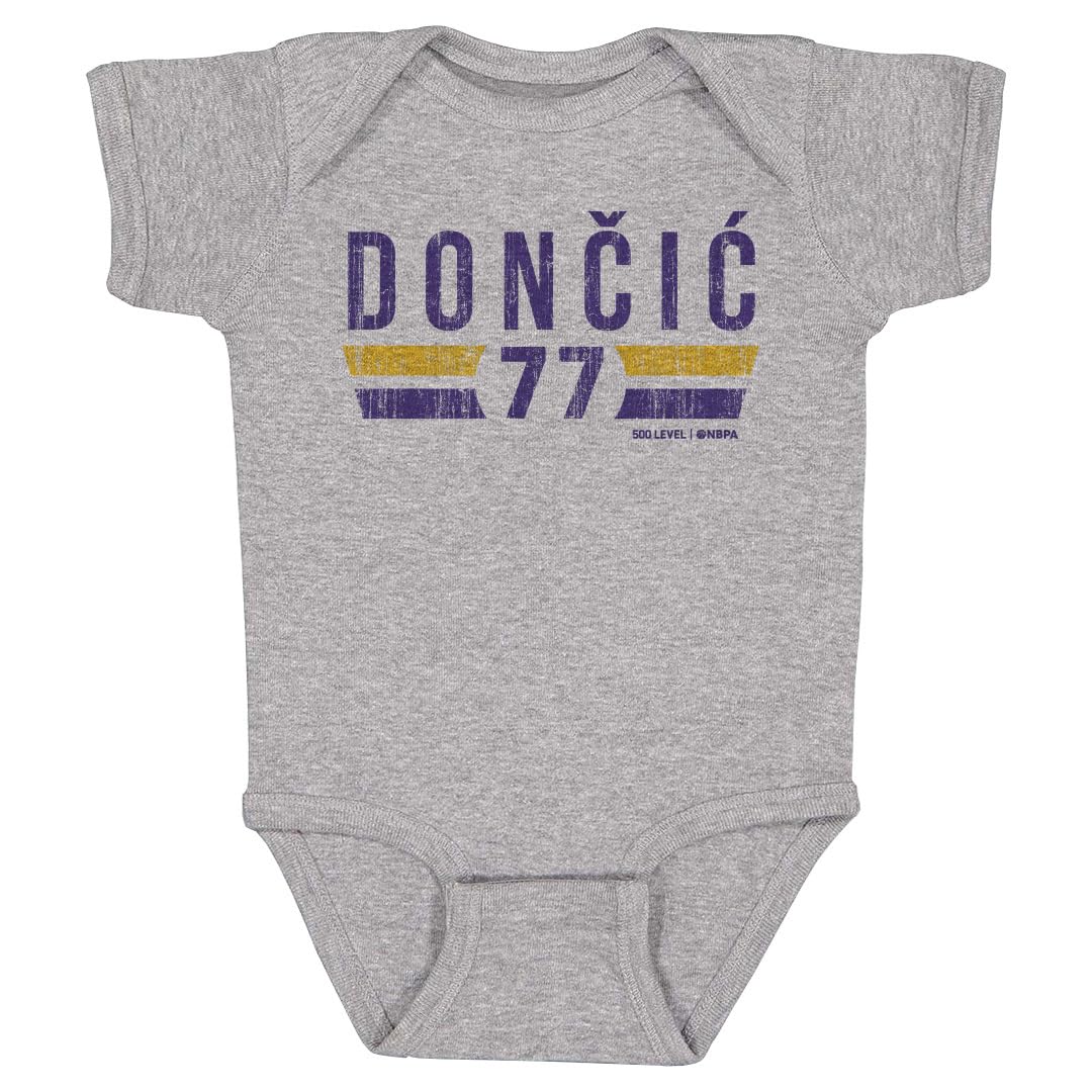 500 LEVEL Luka Doncic One-Piece Infant Bodysuit - Luka Doncic Los Angeles L Font (Heather Gray, 6M)