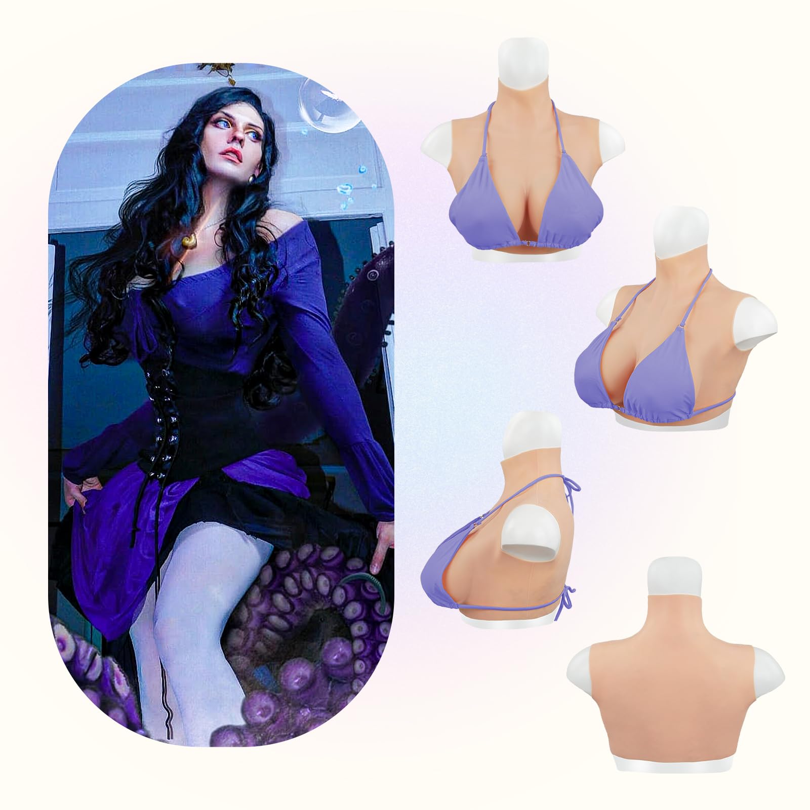 Minaky Silikon Brüste & Crossdresser Silikon Höschen aus Weichem Silikon Realistische Anzug Body Shaper Enhancer für Transgender Kleidung Drag Queen, C Cup, Mit Katheter