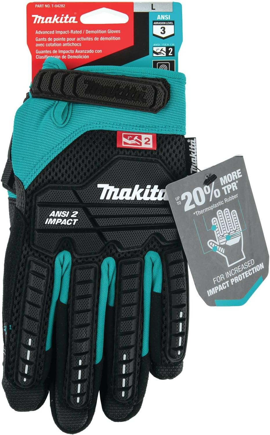 Makita T-04282 Advanced ANSI 2 Impact-Rated Demolition Gloves (Large)
