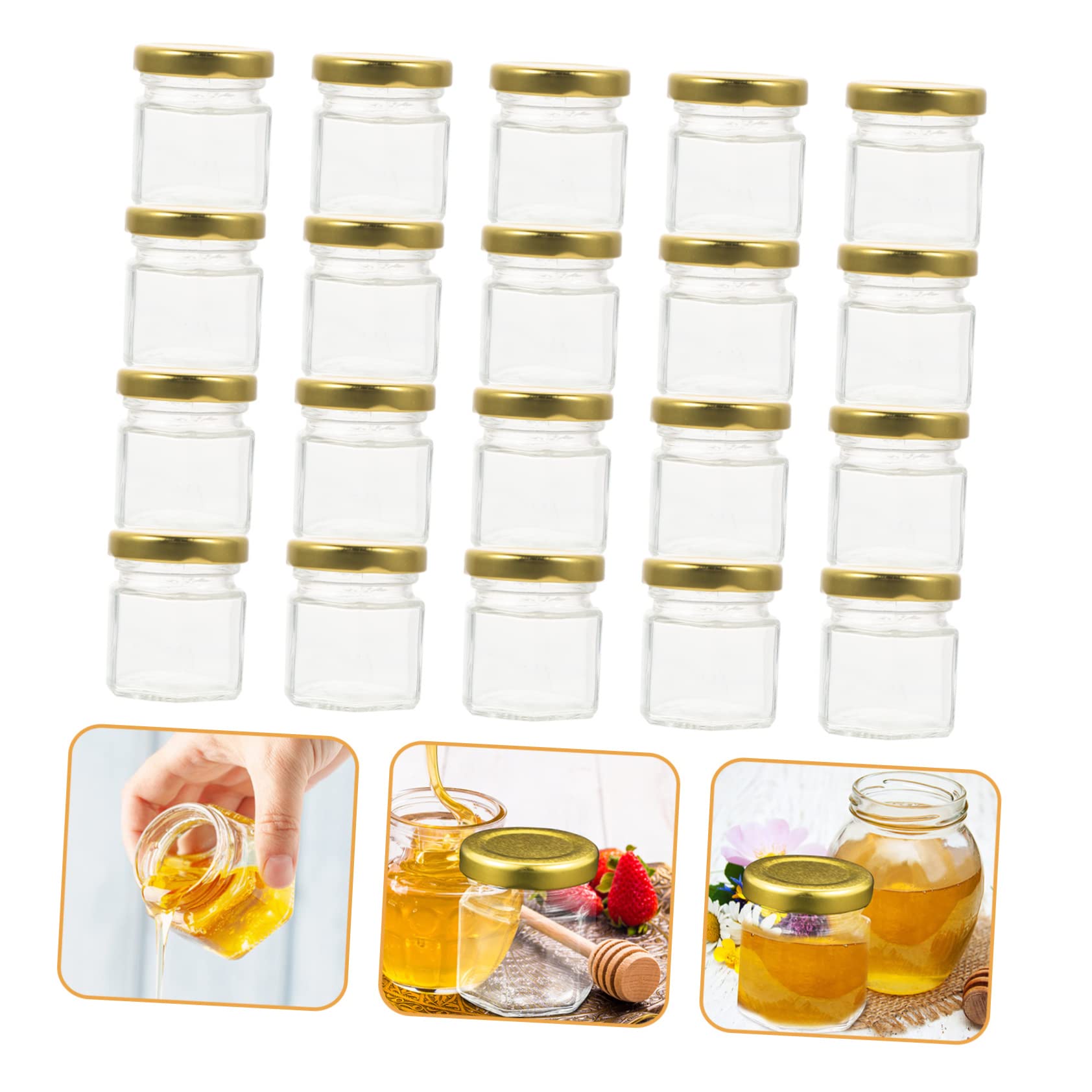 Alipis 20piezas Contenedor De Miel De Vidrio Dispensador De Miel Tarros De Tarro De Vidrio Resistente