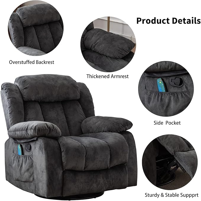 Sillón Reclinable Giratorio con Masaje y Calefacción miniatura 7