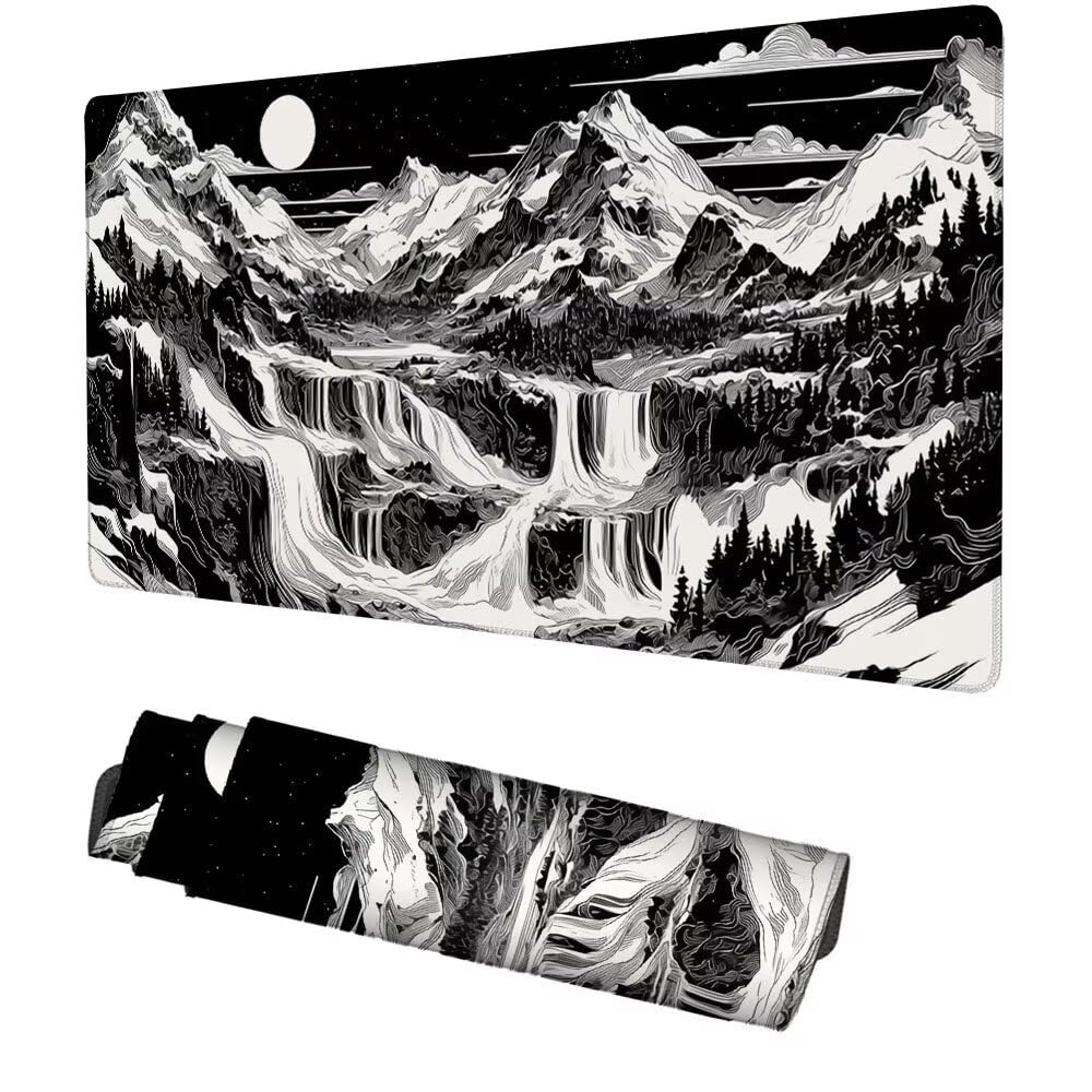 Podkładka pod mysz 1000 x 400 x 3 mm, czarna wielofunkcyjna podkładka pod mysz do gier, góra, akcesoria biurowe, dekoracja biurowa, design antypoślizgowy dla graczy, nauka, laptop, f-131