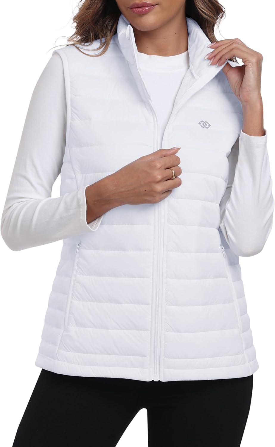 MoFiz Women's Puffer Vest Lightweight Hooded Warm Fleece Lined Hybrid Softshell Hiking Winter Sleeveless Zip Vest