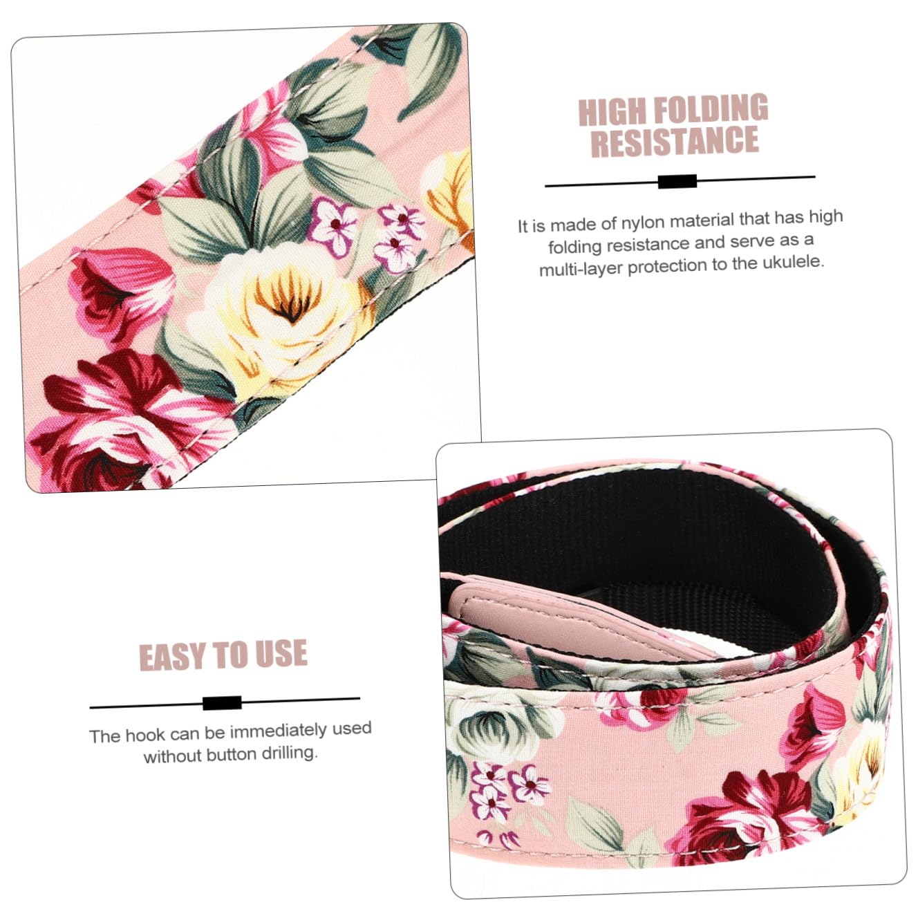 Yardwe Verstellbarer Mehrschichtiger Stil Hawaii Ukulele Ukulelengurt im Nylon mit Zufälliger Haken Schutz Bequeme Passform für bei Auftritten und Anlässen