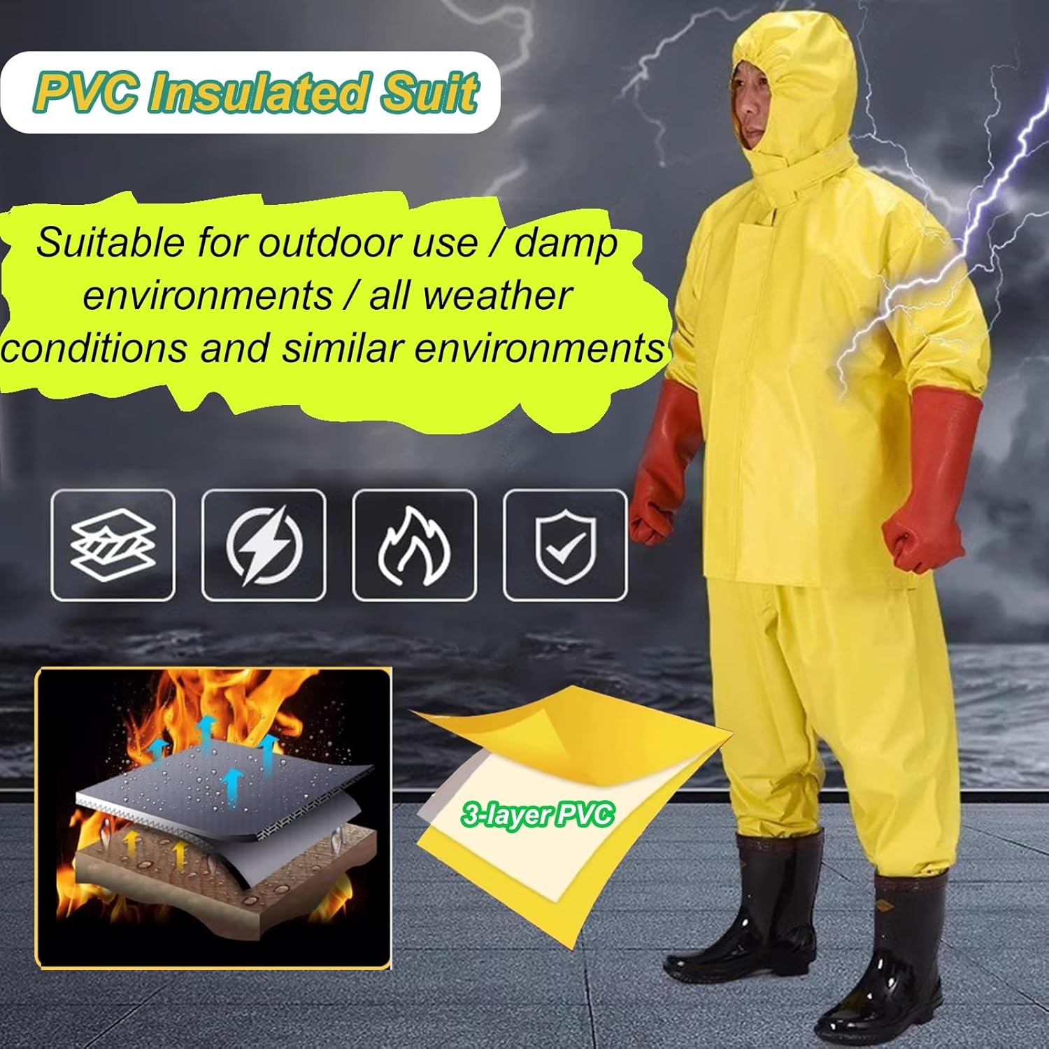 Factory Electrical Maintenance Insulation Clothing, 2 Pack Power Insulating Workwear - 35 30 20 15 12 10 7 5 3 1 Kv, Electric Work Safety Protective Kit(30 KV,2pack US 7.5)